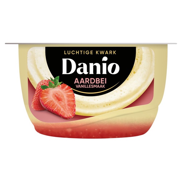 DANIO luchtige kwark vanil/aardbei. 250 GR