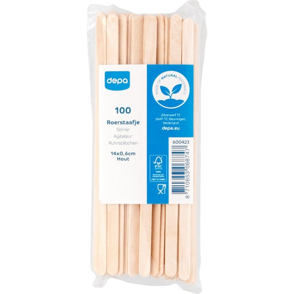 DEPA roerstaafjes hout 100 ST