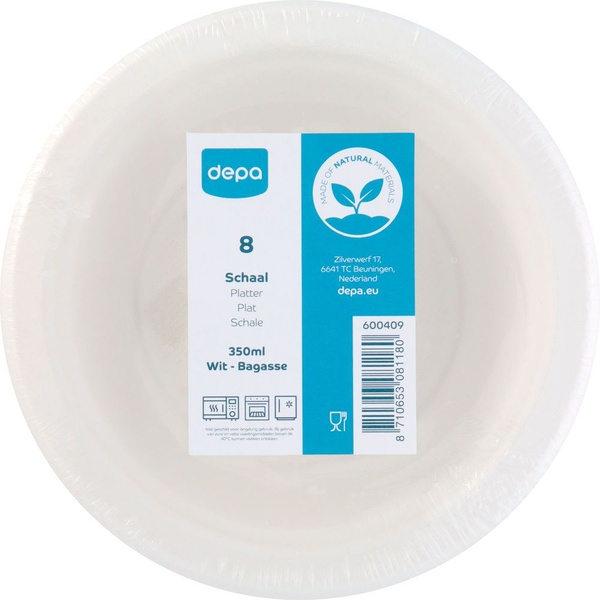 DEPA schaal wit bagasse 8 ST