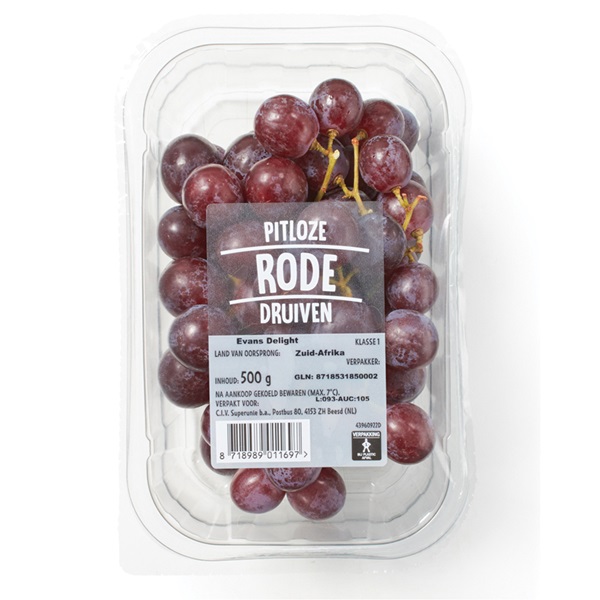 AGF druiven rood pitloos 500 GR
