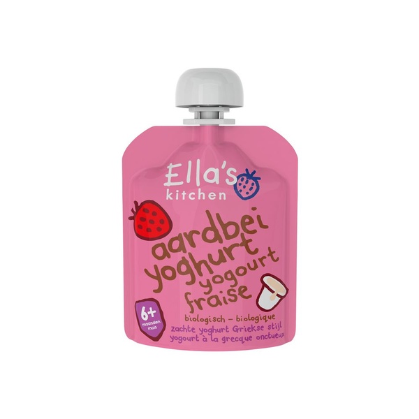 ELLA'S K 6m bio aardbei  yoghurt knijpz 90 GR