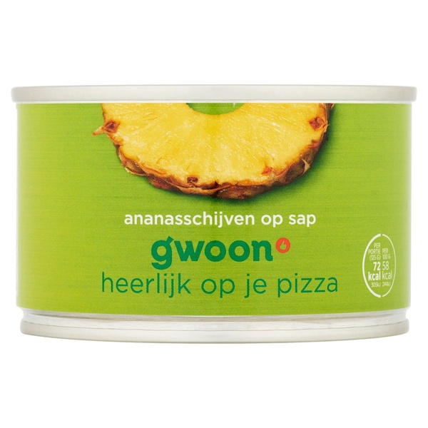 G'WOON ananasschijf op sap 227 GR