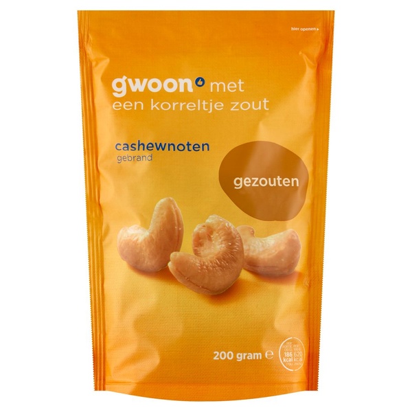 G'WOON cashewnoten gezouten 200 GR