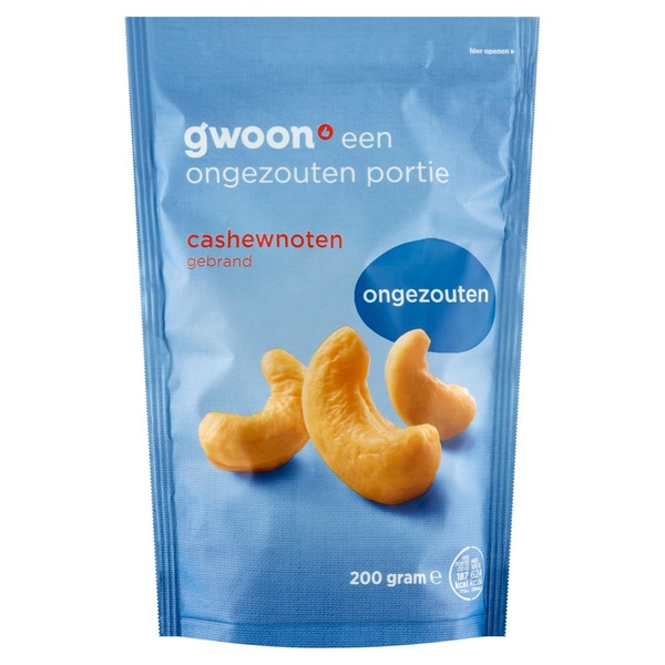 G'WOON cashew noten ongezouten 200 GR