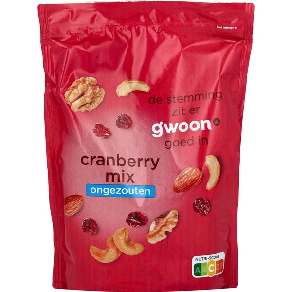 G'WOON cranberrymix ongezouten 200 GR