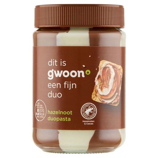 G'WOON hazelnoot duopasta 400 GR