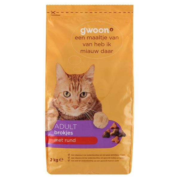 G'WOON kattenbrokjes met rund 2 KG