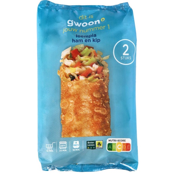 G'WOON loempia's kip en ham 2 ST