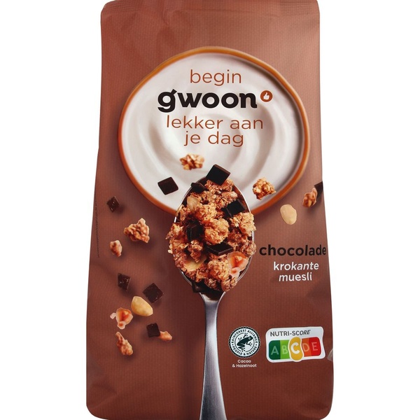 G'WOON krokante muesli chocolade 900 GR