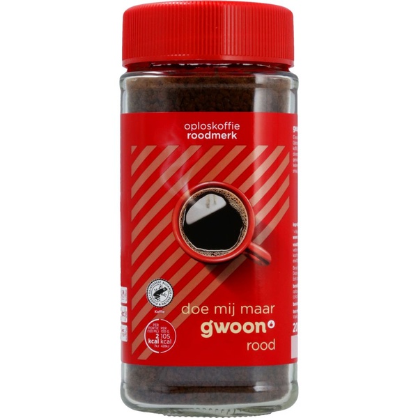 G'WOON oploskoffie rood 200 GR