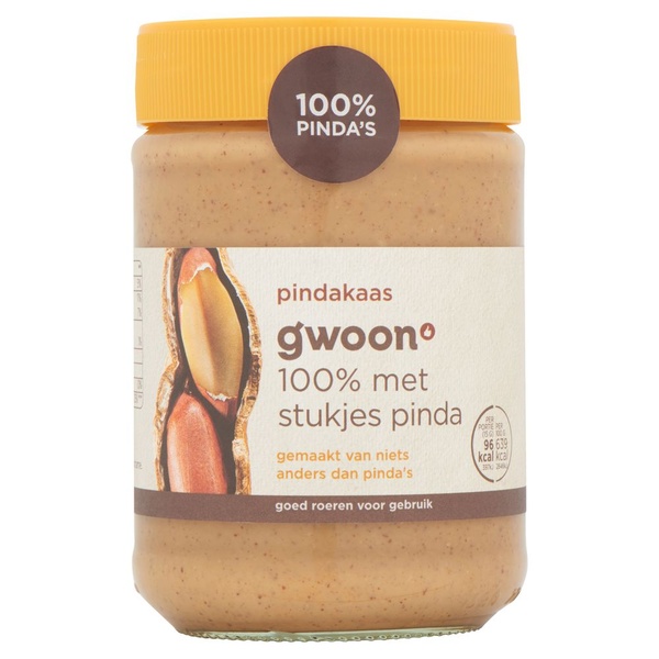 G'WOON 100% pindakaas met stukjes 350 GR