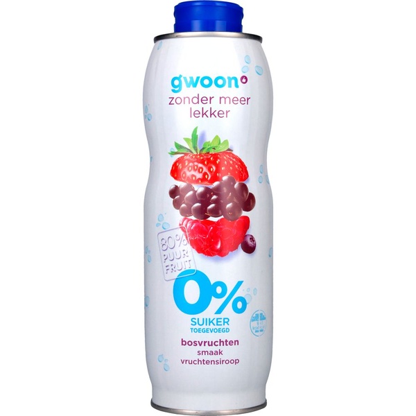 G'WOON siroop 0% suiker bosvr 750 ML