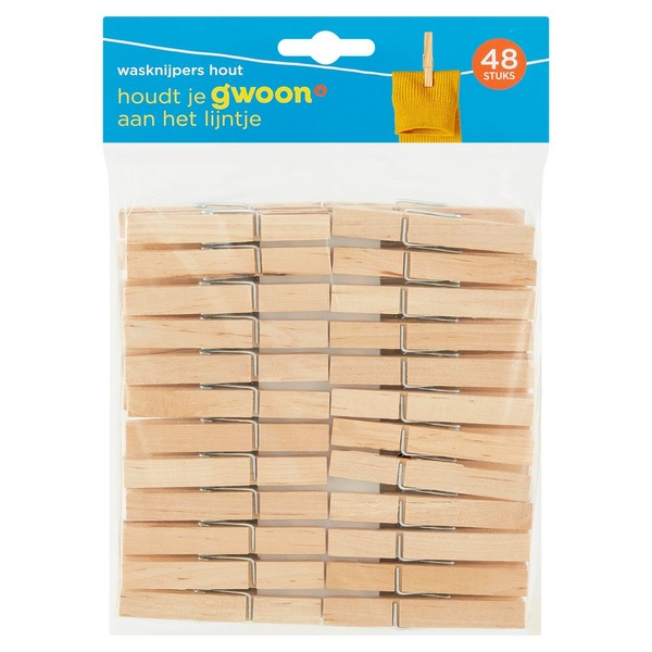 G'WOON wasknijper hout 48 ST