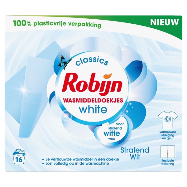 ROBYN wasmiddel      doekjes wit 16 GR