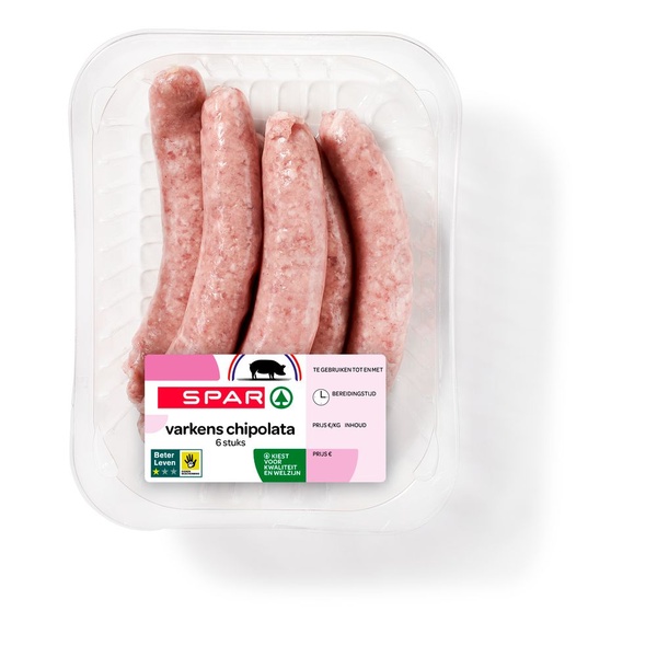 SPAR varkens chipolata 6st 300 GR